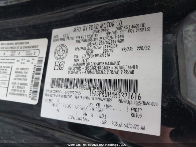 1FATP8UH4H5321616 Ford Mustang Ecoboost Premium