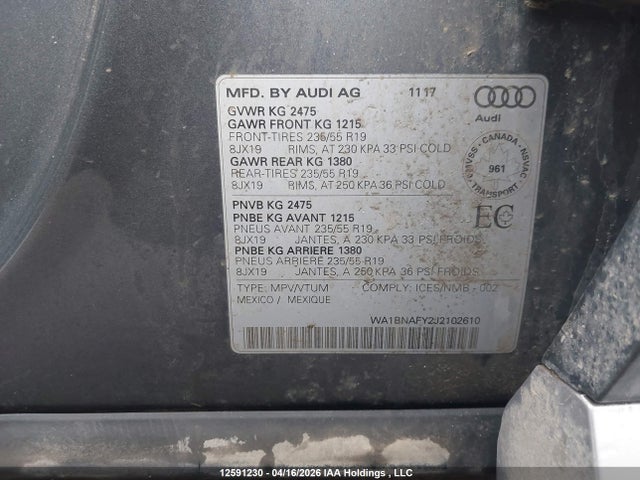 WA1BNAFY2J2102610 Audi Q5 Premium Plus