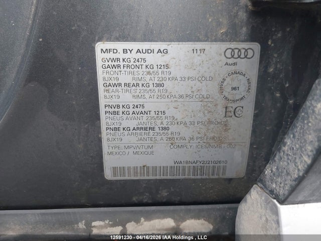 WA1BNAFY2J2102610 Audi Q5 Premium Plus