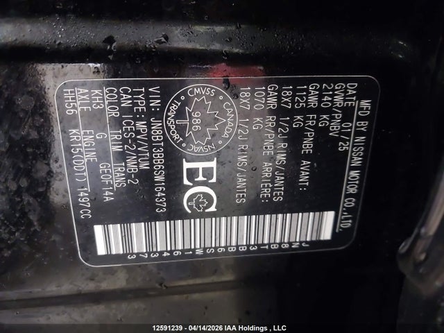 JN8BT3BB6SW164373 Nissan Rogue Sv/rock Creek