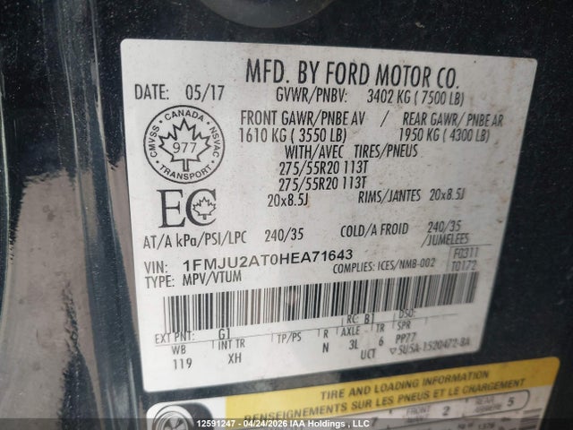 Ford Expedition Limited 2017 1FMJU2AT0HEA71643 Image 9