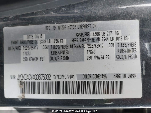 JM3KE4CY4G0675032 Mazda Cx-5 Gs