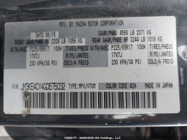 JM3KE4CY4G0675032 Mazda Cx-5 Gs