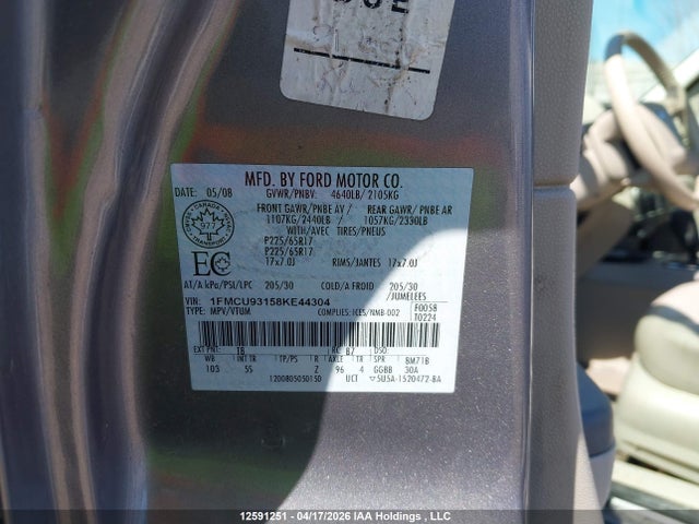 Продажа на аукционе авто 2008 Ford Escape, vin: 1FMCU93158KE44304, номер лота: 12591251