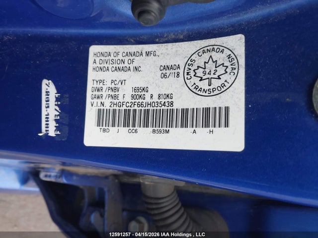 2HGFC2F66JH035438 Honda CIVIC SE