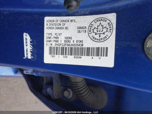 2HGFC2F66JH035438 Honda CIVIC SE