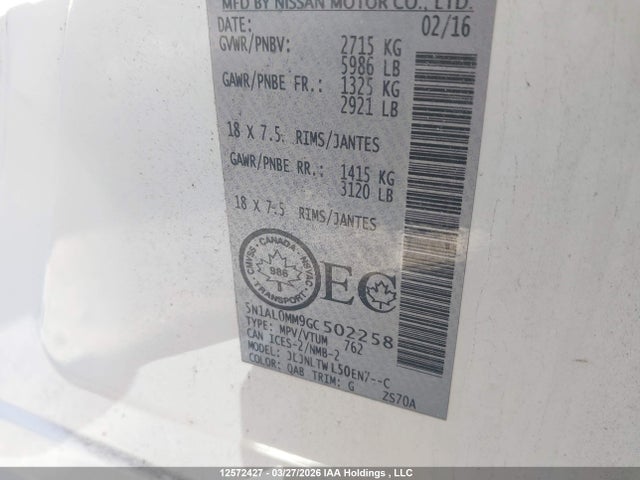 5N1AL0MM9GC502258 Infiniti QX60