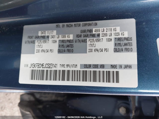 JM3KFBCM6J0323141 Mazda Cx-5 Gs