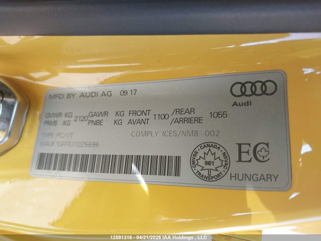 WAUF1GFF4J1025696 Audi S3 2.0t Technik