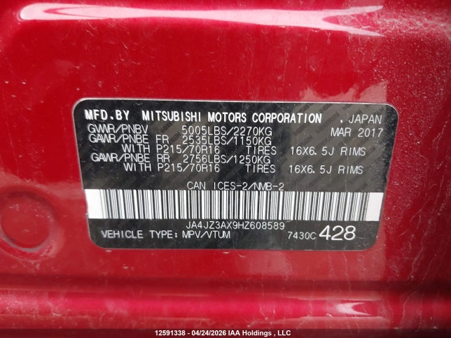 JA4JZ3AX9HZ608589 Mitsubishi Outlander
