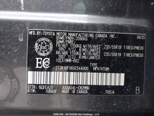 2T3R1RFV6SC544000 Toyota RAV4