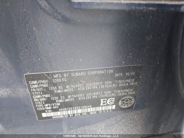 Aukcja sprzedaży 2025 Subaru Outback Touring, vin: 4S4BTDECXS3108049, numer aukcji: 12591340