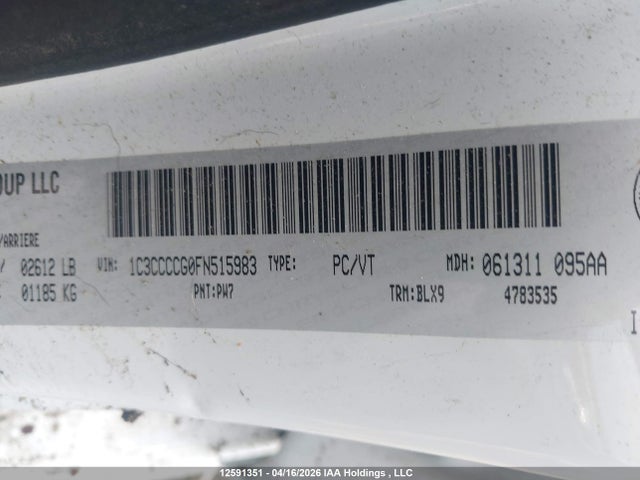 2015 Chrysler 200 C მანქანა იყიდება აუქციონზე, vin: 1C3CCCCG0FN515983, აუქციონის ნომერი: 12591351