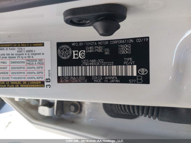 JTNKHMBX0K1037223 Toyota C-hr Xle/le/limited