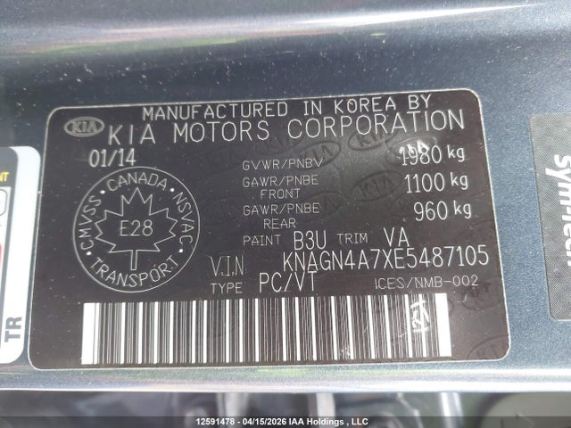 KNAGN4A7XE5487105 KIA OPTIMA EX