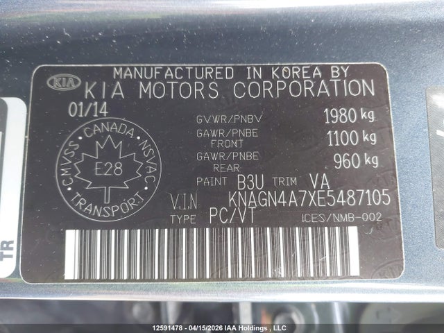 KNAGN4A7XE5487105 KIA OPTIMA EX