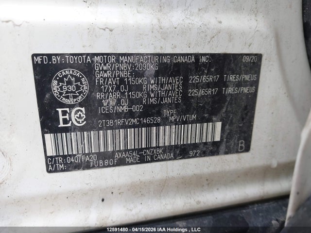 Продажа на аукционе авто 2021 Toyota Rav4 Le, vin: 2T3B1RFV2MC146528, номер лота: 12591480