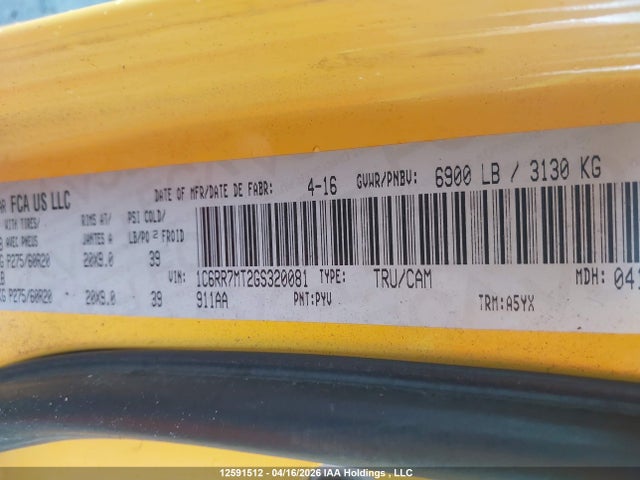 1C6RR7MT2GS320081 RAM 1500 Sport