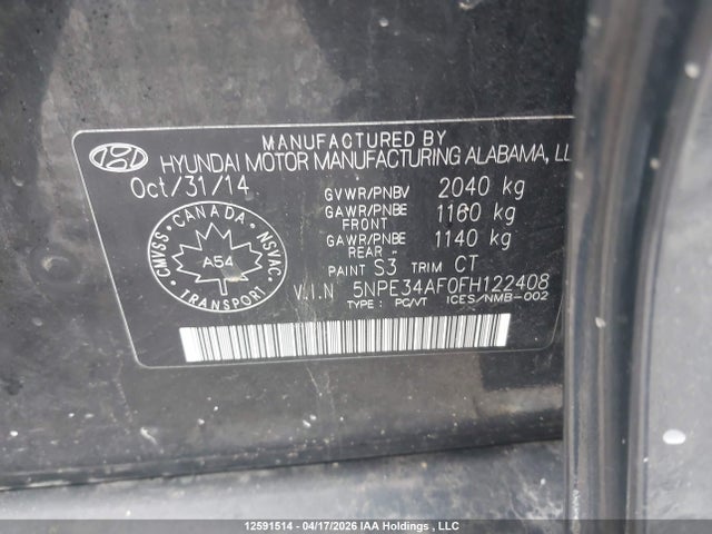 Продаж на аукціоні авто 2015 Hyundai Sonata Sport Tech, vin: 5NPE34AF0FH122408, номер лоту: 12591514