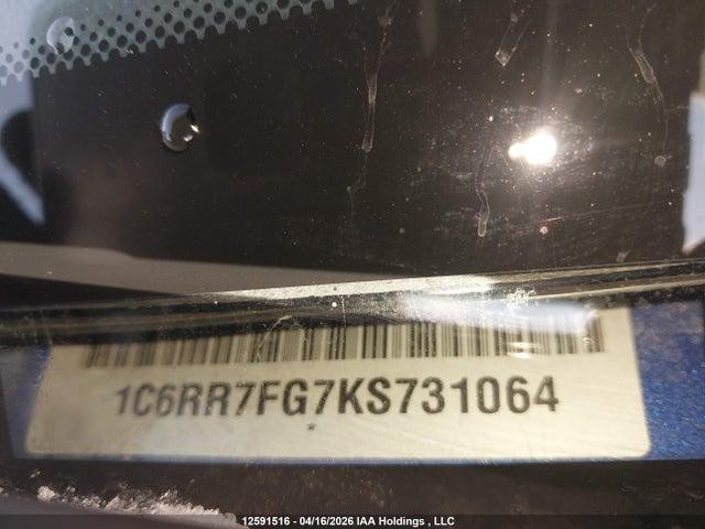 12591516 :رقم المزاد ، 1C6RR7FG7KS731064 vin ، 2019 Ram 1500 Classic Tradesman مزاد بيع