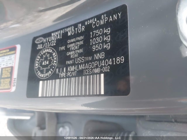 12591526 :رقم المزاد ، KMHLM4AG0PU404189 vin ، 2023 Hyundai Elantra Preferred Ivt مزاد بيع
