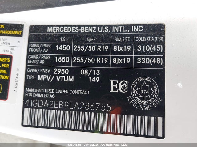 Продаж на аукціоні авто 2014 Mercedes-benz Ml 350 Bluetec, vin: 4JGDA2EB9EA286755, номер лоту: 12591548