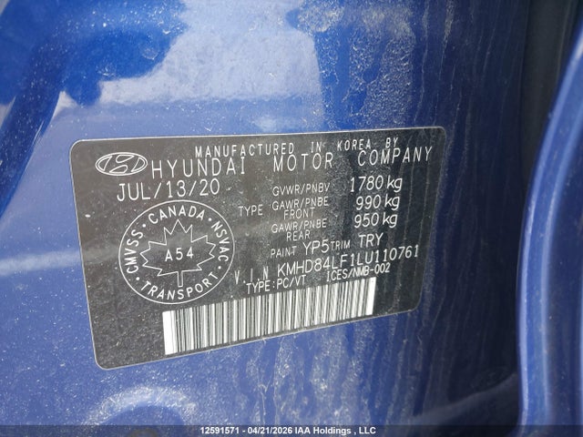 KMHD84LF1LU110761 Hyundai Elantra Preferred With Sun And Safety Package Auto Ivt