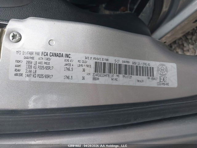 Продажа на аукционе авто 2017 Dodge Grand Caravan Gt, vin: 2C4RDGEG3HR781107, номер лота: 12591602