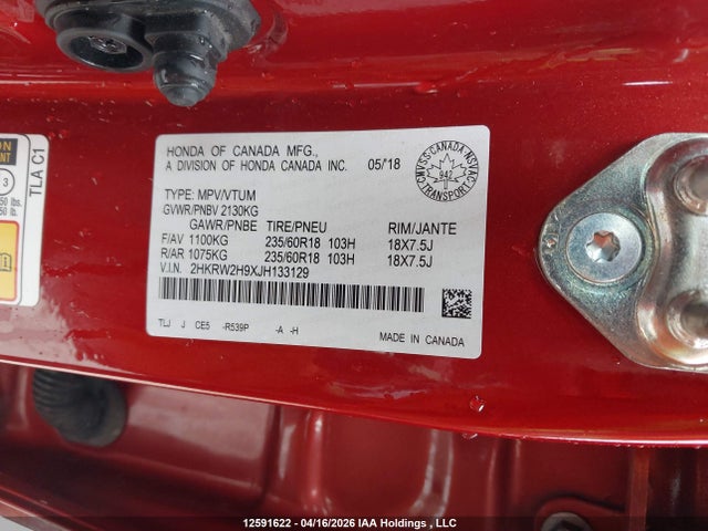 2HKRW2H9XJH133129 Honda CR-V