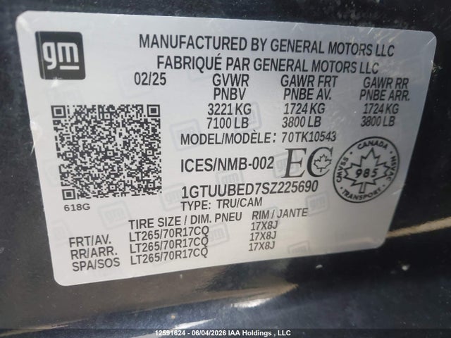 Продажа на аукционе авто 2025 Gmc Sierra 1500 , Short Bed, Sle, 4wd, vin: 1GTUUBED7SZ225690, номер лота: 12591624