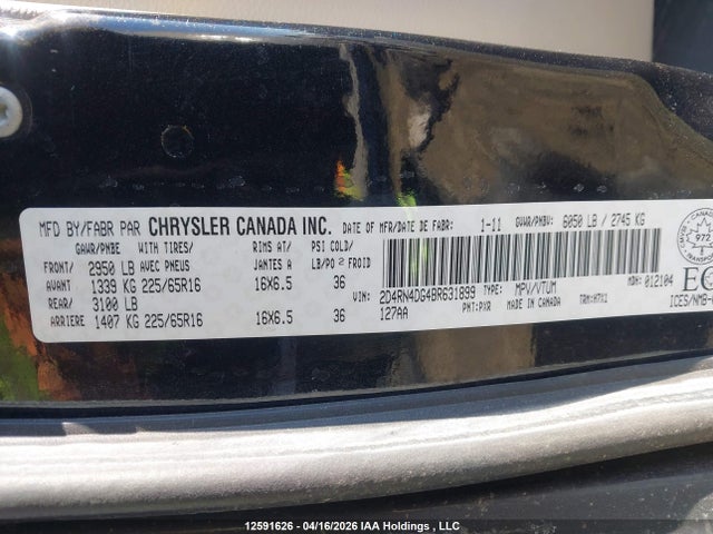 2011 Dodge Grand Caravan Se/sxt მანქანა იყიდება აუქციონზე, vin: 2D4RN4DG4BR631899, აუქციონის ნომერი: 12591626