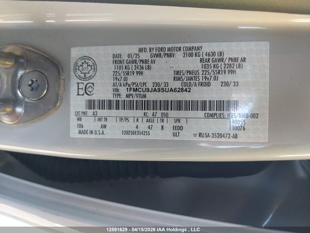 Ford Escape Platinum 2025 1FMCU9JA9SUA62842 Image 9