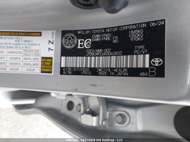 JTDBCMFE6R3062833 Toyota Corolla Le/se/xle/night Shade