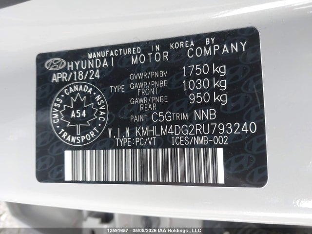 Aukcja sprzedaży 2024 Hyundai Elantra, vin: KMHLM4DG2RU793240, numer aukcji: 12591657