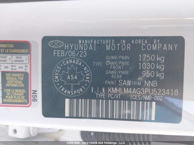 KMHLM4AG3PU523418 Hyundai Elantra Preferred Ivt With Tech Package