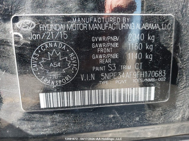 Aukcja sprzedaży 2015 Hyundai Sonata, vin: 5NPE34AF9FH170683, numer aukcji: 12591672