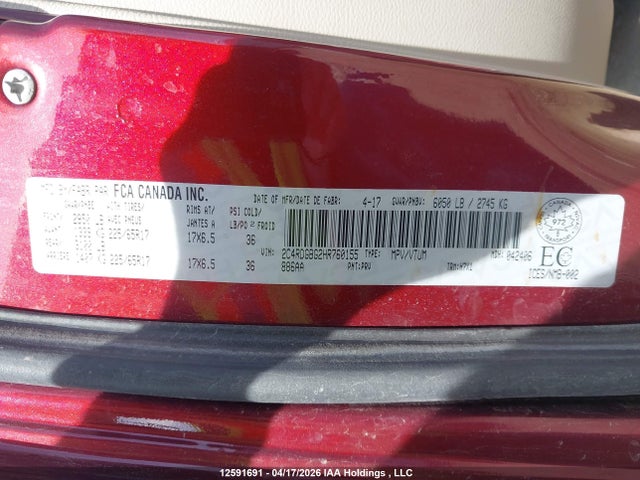 Продаж на аукціоні авто 2017 Dodge Grand Caravan Se, vin: 2C4RDGBG2HR760155, номер лоту: 12591691