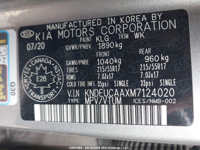 2021 Kia Seltos S მანქანა იყიდება აუქციონზე, vin: KNDEUCAAXM7124020, აუქციონის ნომერი: 12591694