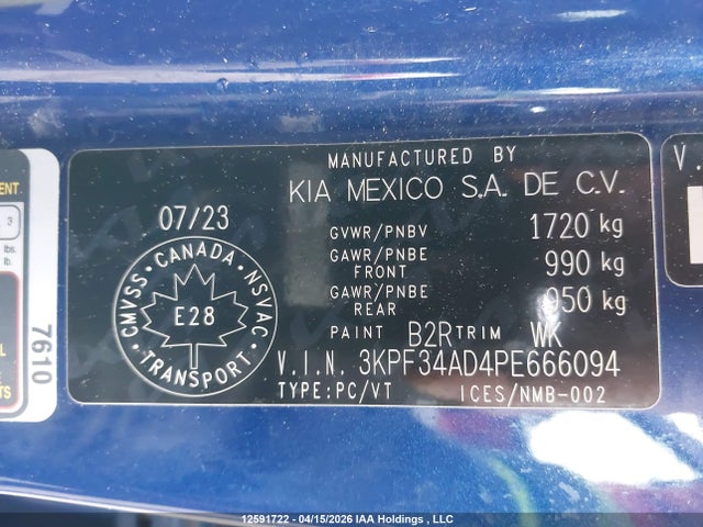 Продаж на аукціоні авто 2023 Kia Forte Ex/ex+/ex Premium, vin: 3KPF34AD4PE666094, номер лоту: 12591722