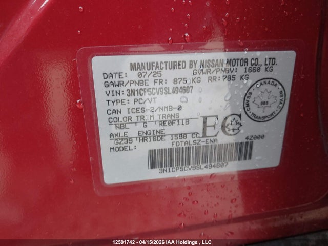3N1CP5CV9SL494607 Nissan Kicks