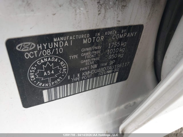 Aukcja sprzedaży 2010 Hyundai Elantra Blue/gls/se, vin: KMHDU4BD7AU196117, numer aukcji: 12591788
