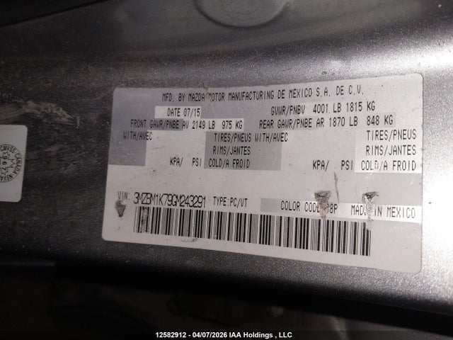 3MZBM1K79GM243291 Mazda Mazda3 Gx