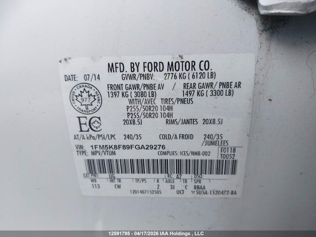 Продажа на аукционе авто 2015 Ford Explorer Limited, vin: 1FM5K8F89FGA29276, номер лота: 12591795