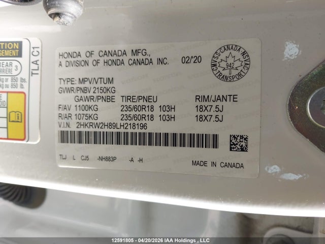2HKRW2H89LH218196 Honda CR-V