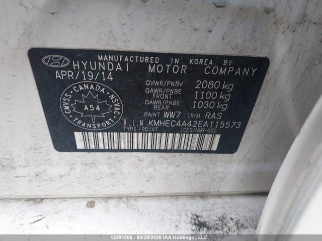 2014 Hyundai Sonata Hybrid Hybrid მანქანა იყიდება აუქციონზე, vin: KMHEC4A42EA115573, აუქციონის ნომერი: 12591808