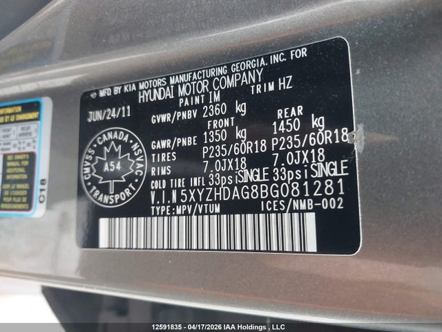 Продаж на аукціоні авто 2011 Hyundai Santa Fe Se, vin: 5XYZHDAG8BG081281, номер лоту: 12591835