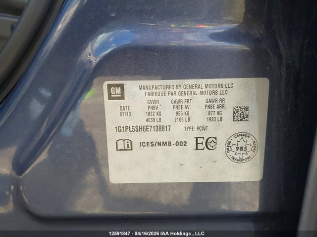 1G1PL5SH6E7138817 Chevrolet CRUZE LS