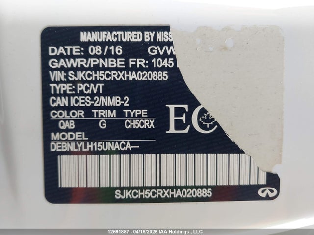 SJKCH5CRXHA020885 Infiniti Qx30 Luxury/premium/sport