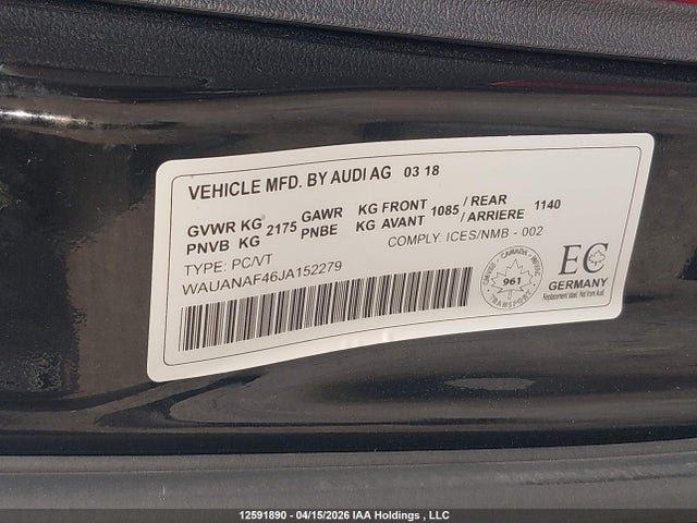WAUANAF46JA152279 Audi A4 Komfort