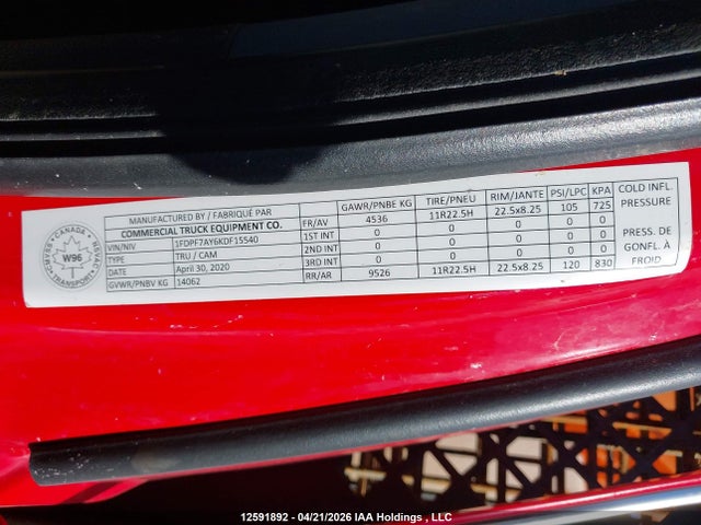 Продажа на аукционе авто 2019 Ford F750 Super Duty, vin: 1FDPF7AY6KDF15540, номер лота: 12591892